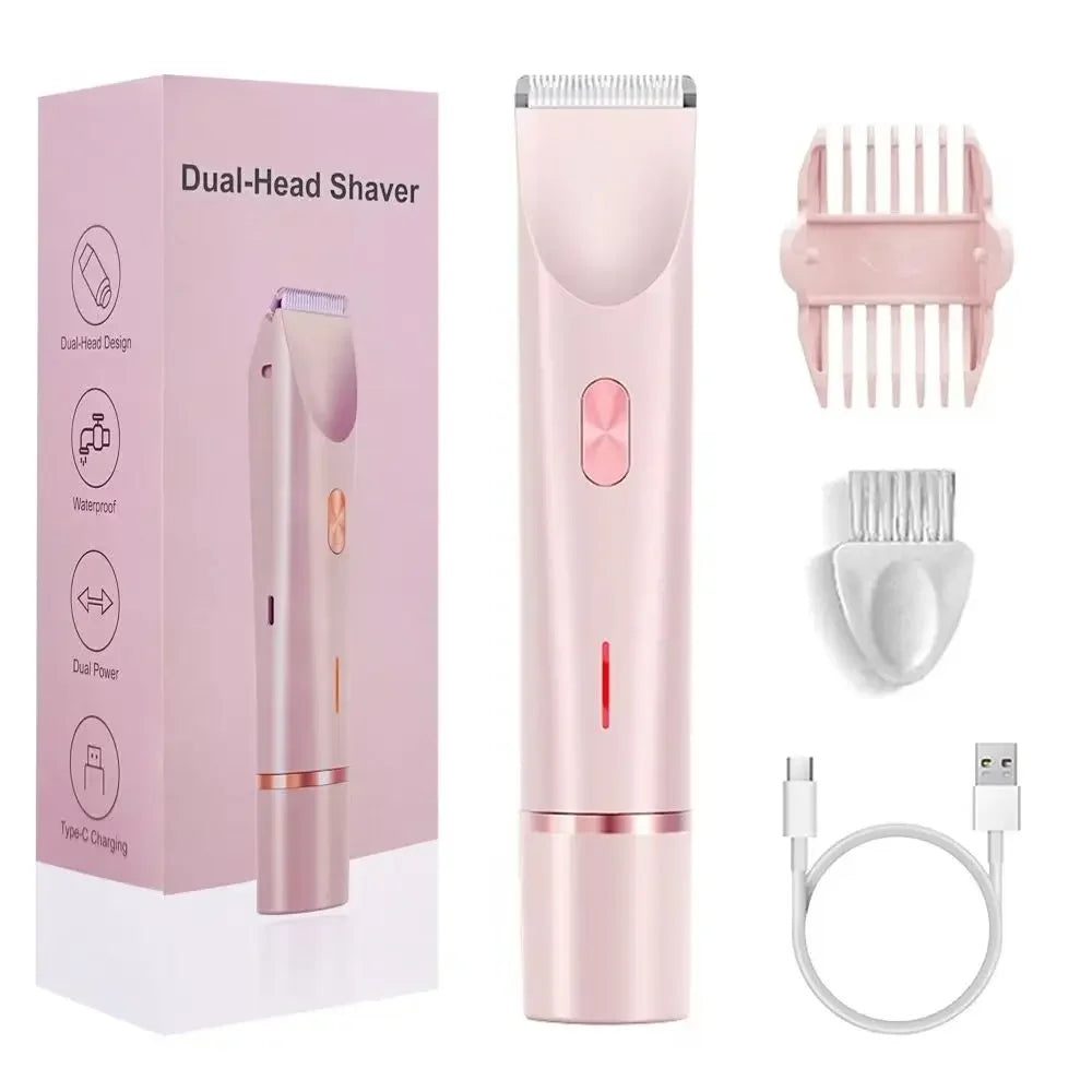 Double Head Hair Remover - Waterproof Rechargeable Mini Electric Shaver & Bikini Trimmer for Women