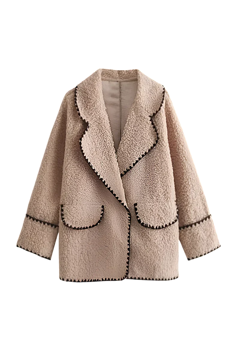 Helvetia Sherpa Khaki Lapel Button-Up jacket