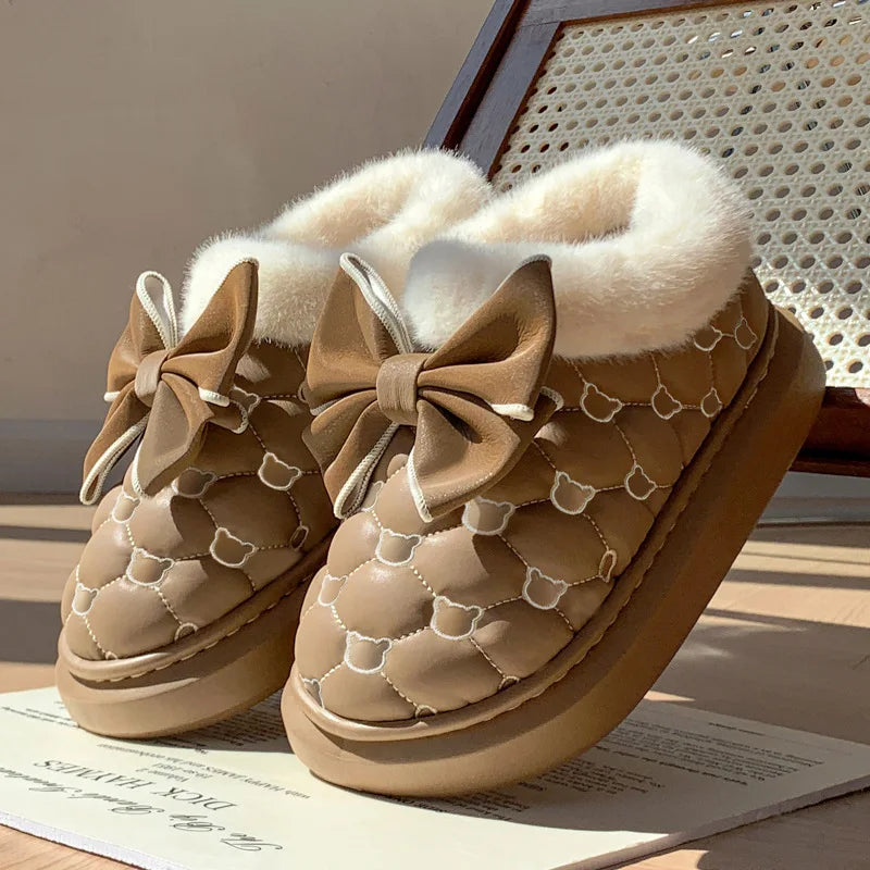 BowWarm™ Platform Ankle Snow Slippers for Women