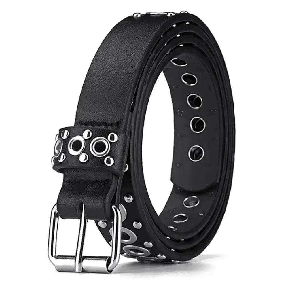 RebelEdge Rivet Belt – Punk & Street Style Thin Waist Belt with Needle Buckle