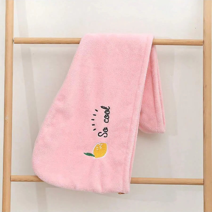 Embroidered Coral Fleece Hair Drying Cap – Quick Dry Absorbent Shower Towel for Women