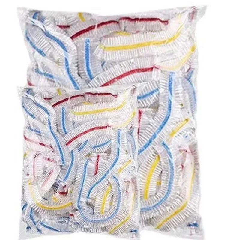 100 Pcs Elastic Food Covers, Disposable Plastic Bowl Lids for Fruit & Vegetable Storage, Freshness Seal Wraps