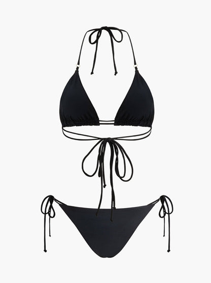 Halter bikini set embellished with rhinestones
