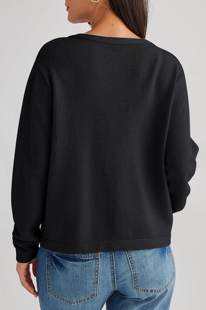 Alice Casual Solid Color Button Pocket Cardigan