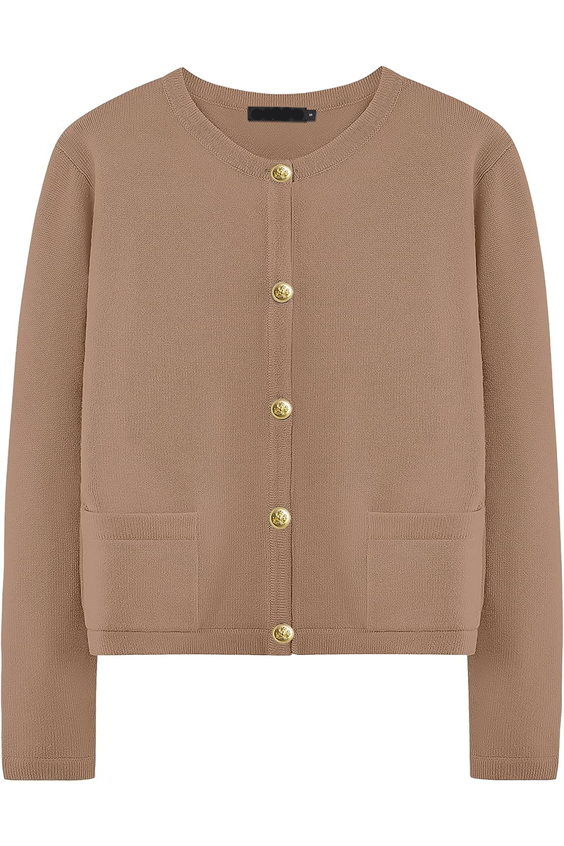 Alice Casual Solid Color Button Pocket Cardigan