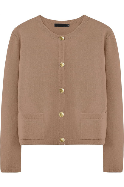 Alice Casual Solid Color Button Pocket Cardigan