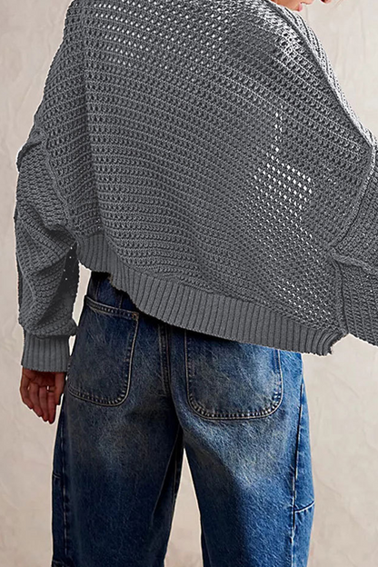 Thera Casual Solid Color Batwing Knit Cardigan