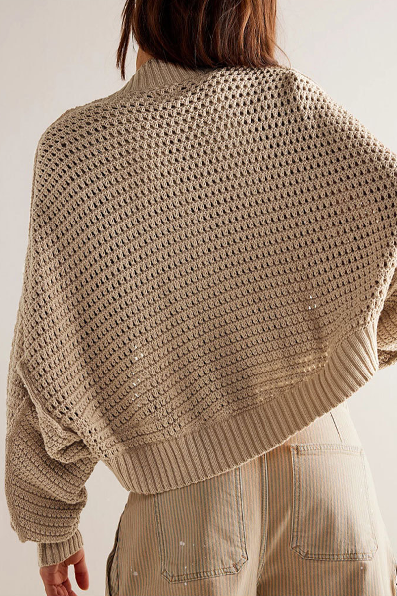 Thera Casual Solid Color Batwing Knit Cardigan