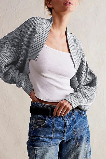 Thera Casual Solid Color Batwing Knit Cardigan