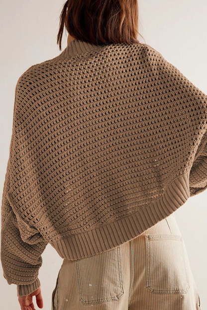 Thera Casual Solid Color Batwing Knit Cardigan