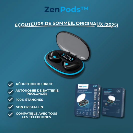ZenPods™ | Dormez profondément, bougez librement : Les écouteurs ergonomiques conçus pour le lit.