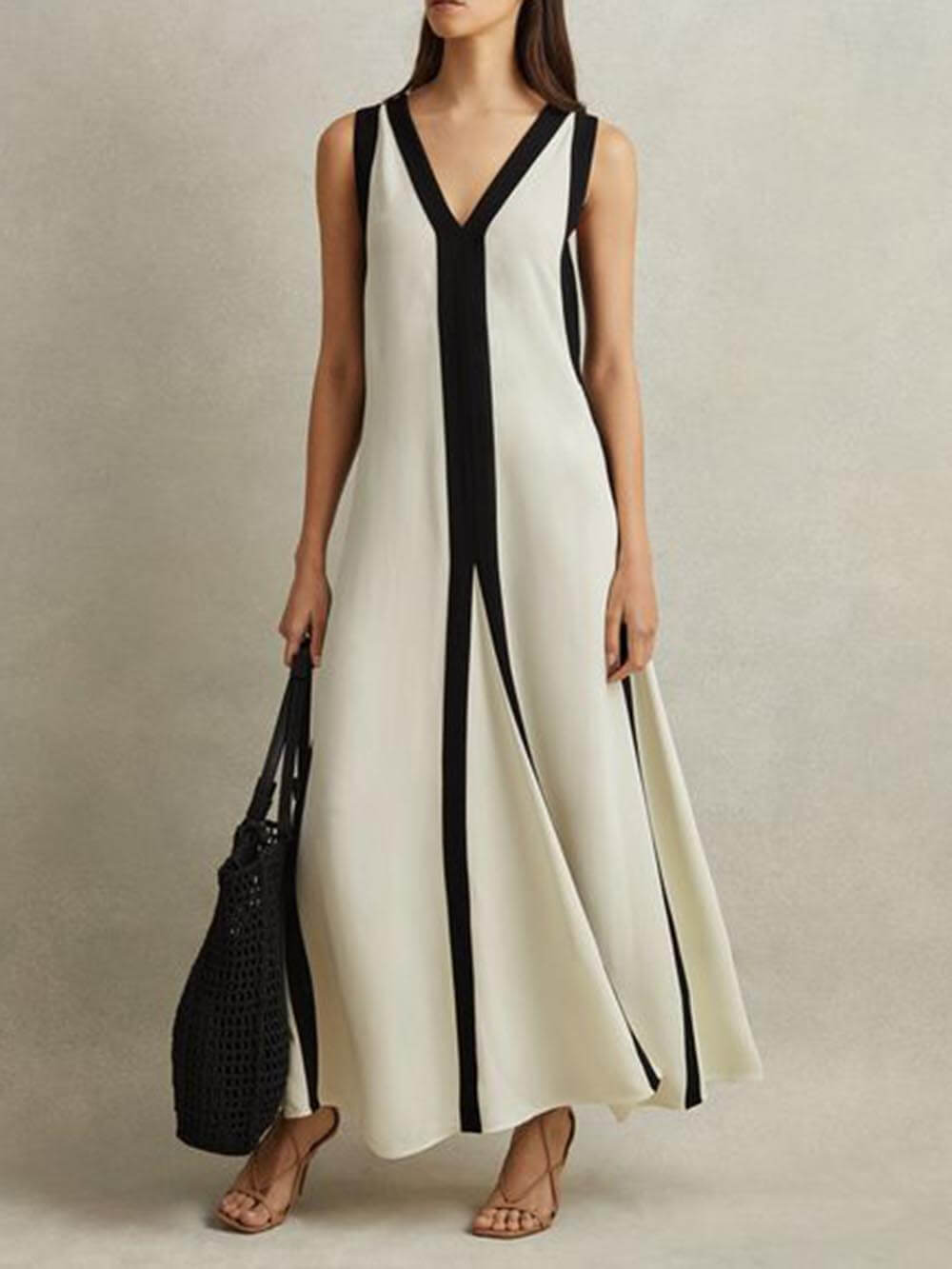 Chiara Reversible Colorblock A-Line Maxi Dress