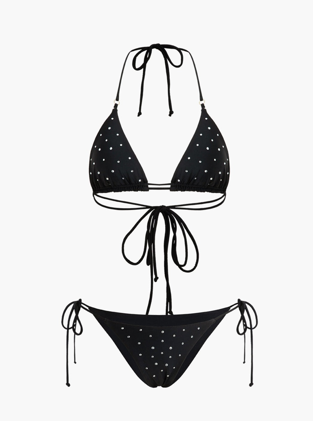 Halter bikini set embellished with rhinestones