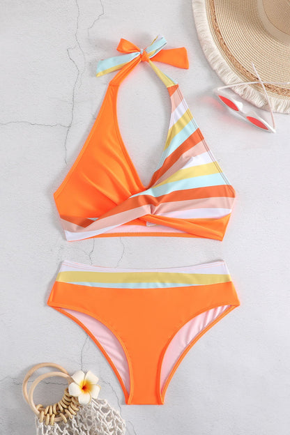 Alessandra Colorblock Halter Bikini Set