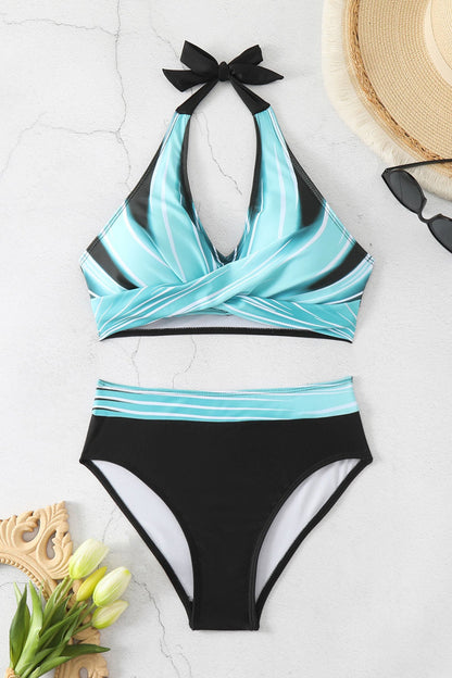 Alessandra Colorblock Halter Bikini Set