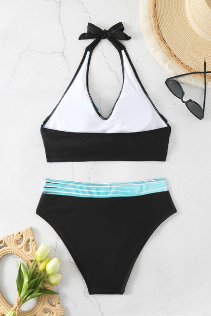 Alessandra Colorblock Halter Bikini Set