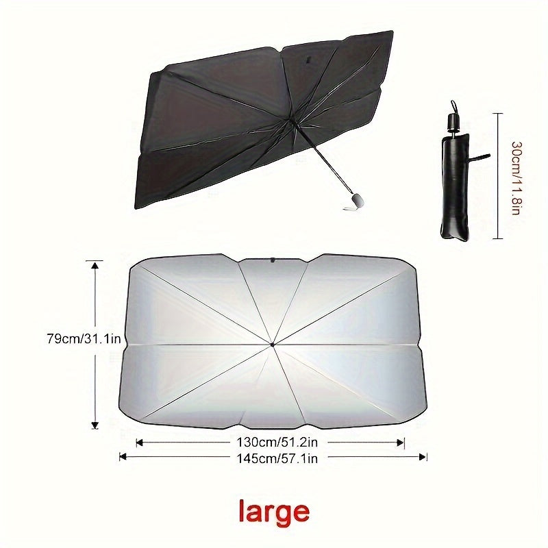 SunGuard™ Car Windshield Sunshade Umbrella – Folding Heat & UV Protection Front Window Cover