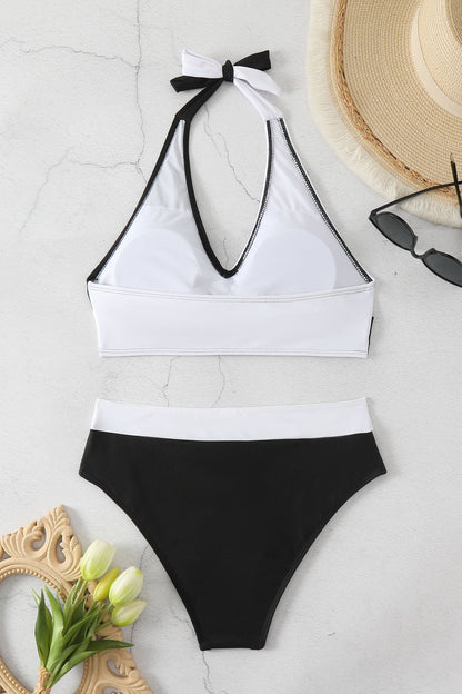 Alessandra Colorblock Halter Bikini Set