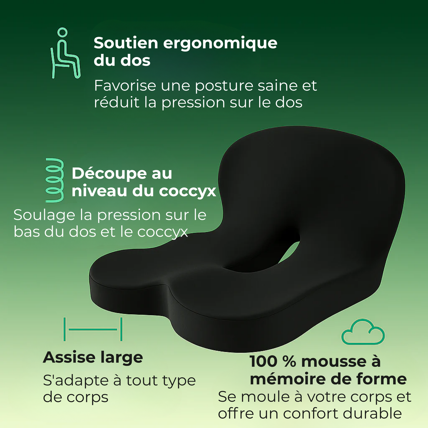 ZenPosture™ | Le soulagement de pression ultime : Asseyez-vous plus intelligemment, pas plus difficilement.