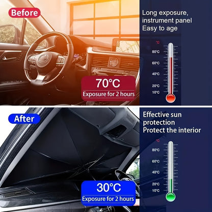 SunGuard™ Car Windshield Sunshade Umbrella – Folding Heat & UV Protection Front Window Cover
