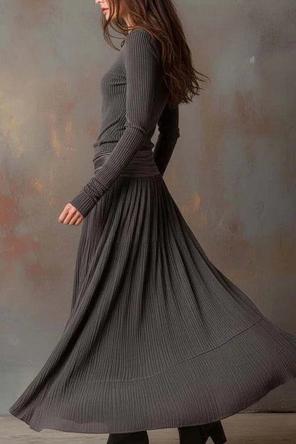 Siggy Retro Grey Ribbed Stretch Slim-Fit Set