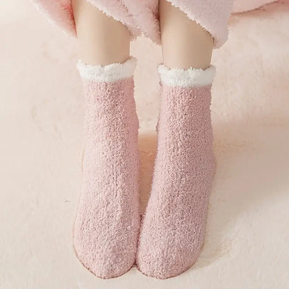 5 Pairs Thickened Coral Fleece Socks for Women Medium Sleeve Comfort and Warmth Winter Socks