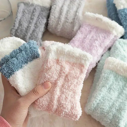 5 Pairs Thickened Coral Fleece Socks for Women Medium Sleeve Comfort and Warmth Winter Socks