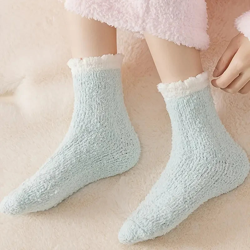 5 Pairs Thickened Coral Fleece Socks for Women Medium Sleeve Comfort and Warmth Winter Socks