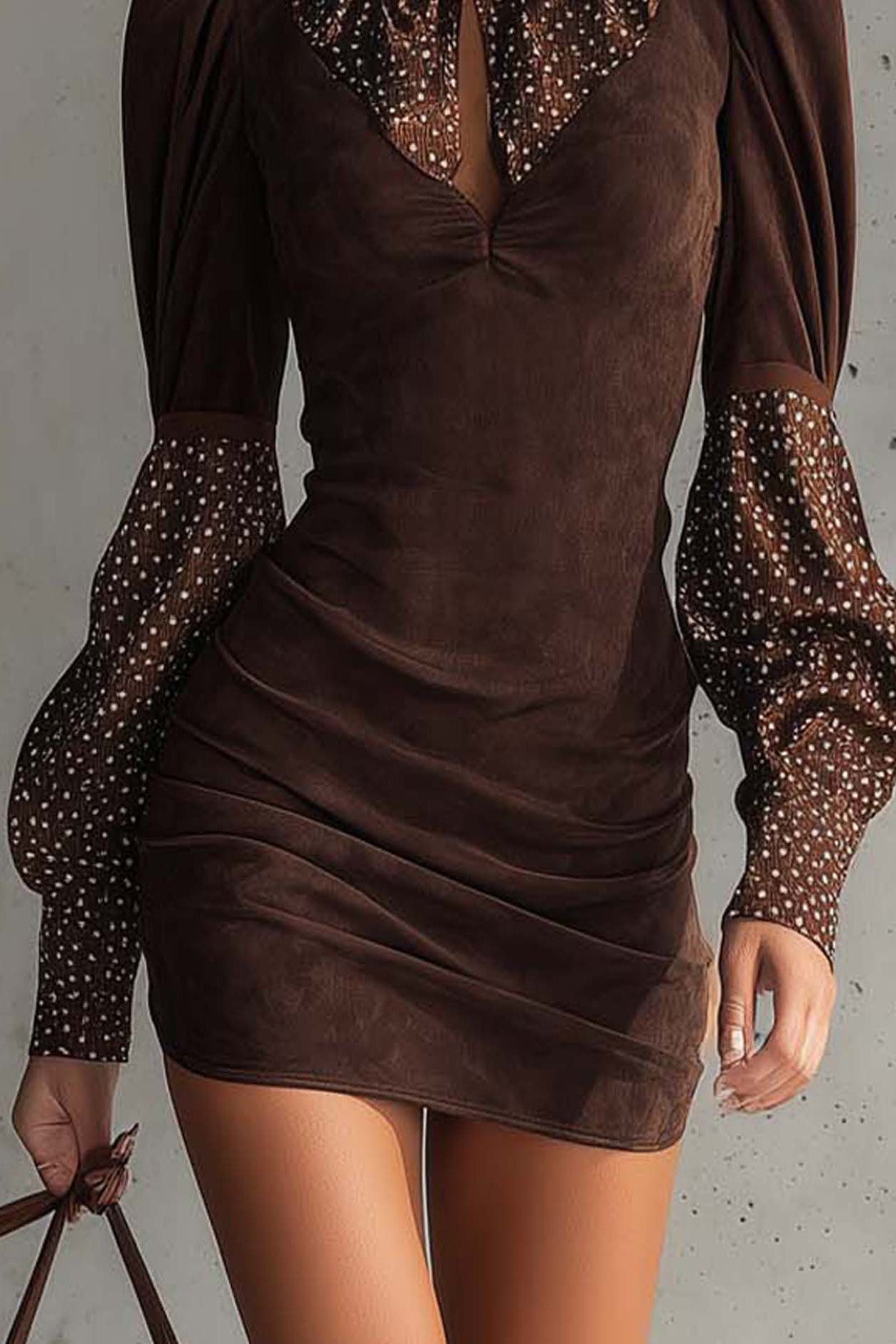 Lenise Faux Suede Bodycon Mini Dress