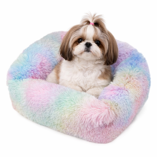 🐶 Luxury Square Plush Dog Bed — Calming Washable Pet Bed for Small, Medium & Large Dogs