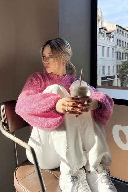 Serena 👚 Open-Back Tie Knit Sweater — Cropped Long Sleeve Statement Top