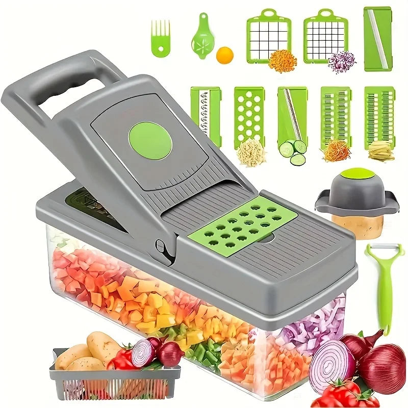 14-in-1 Multifunction Vegetable Chopper – Food Slicer & Dicer Set with Container