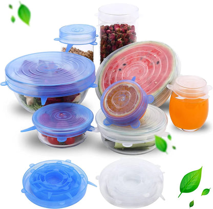Reusable Silicone Food Covers – 6-Piece Stretch Lids Set for Fresh Food Storage