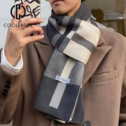 Winter Men Scarf Keep Warm Scarf Casual Fashion Brand Designers Knit Neckerchief Patchwork Copy Cashmere Scarf Shawl Wrap AC2228