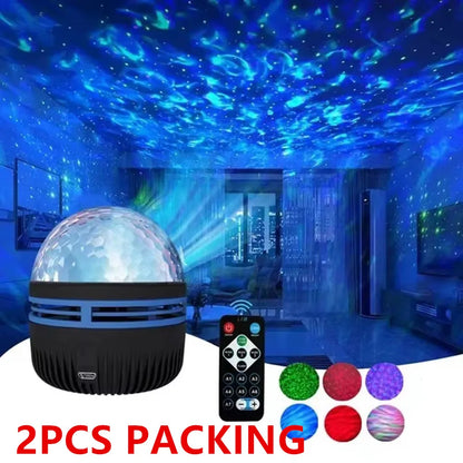 *LED Starry Galaxy Ocean Wave Projector - RGB Smart Remote Control Lamp for Home Decor