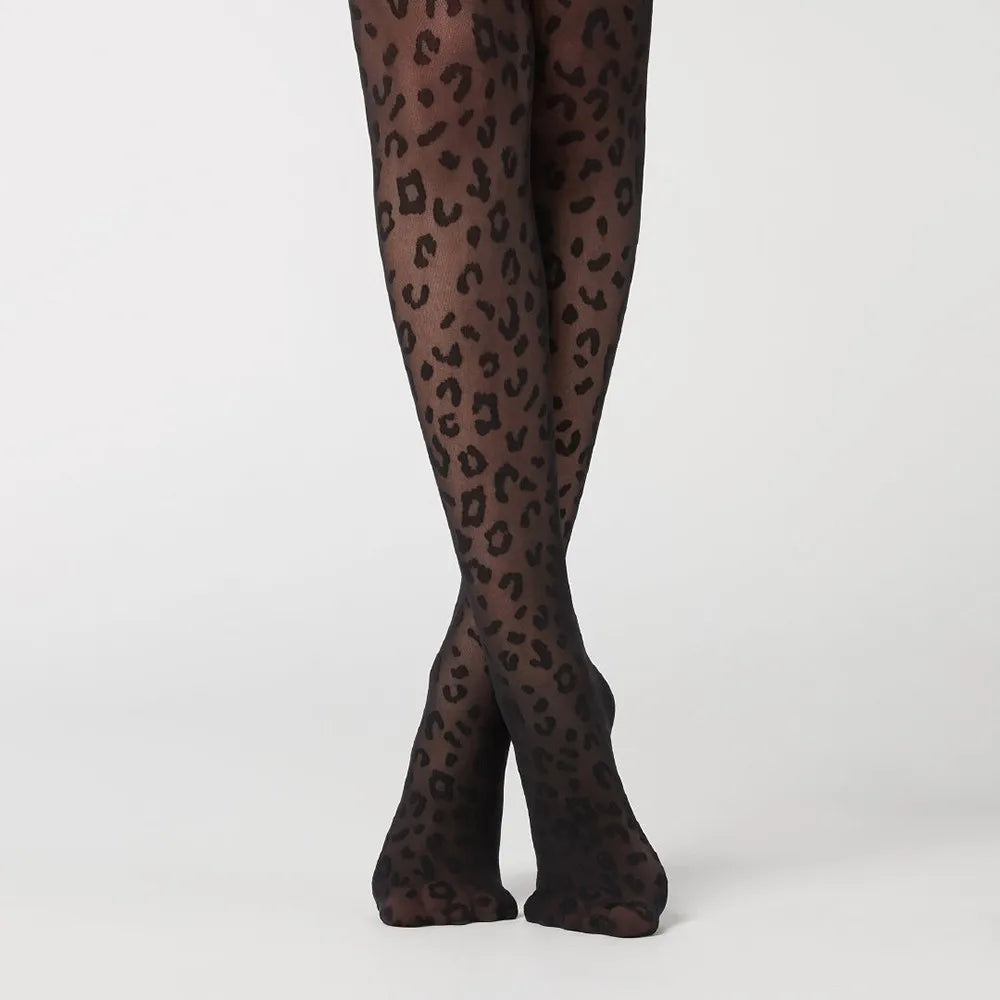 Leopard Sheer Sculpting Pantyhose