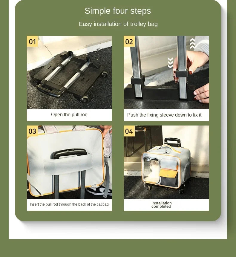 Portable Pet Trolley Travel Case with Capsule Window