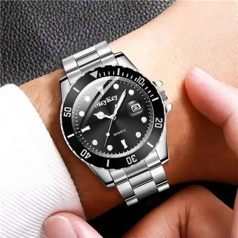 TitanLux™ Men’s Business Quartz Watch – Luxury Large Dial Calendar Watch