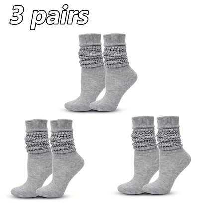 SoftStack™ Pile-Up Cotton Socks (3 Pairs) – Breathable Mid-Length Comfort