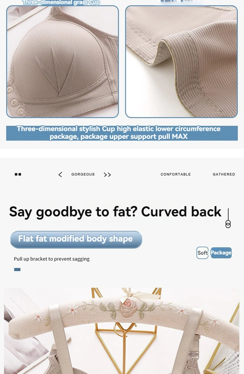 Front Buckle Push-Up Bra – Plus Size Seamless Comfort Bra with Adjustable Straps