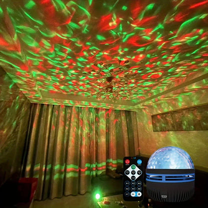 *LED Starry Galaxy Ocean Wave Projector - RGB Smart Remote Control Lamp for Home Decor