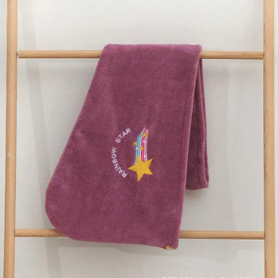 Embroidered Coral Fleece Hair Drying Cap – Quick Dry Absorbent Shower Towel for Women