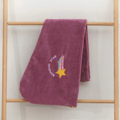 Embroidered Coral Fleece Hair Drying Cap – Quick Dry Absorbent Shower Towel for Women