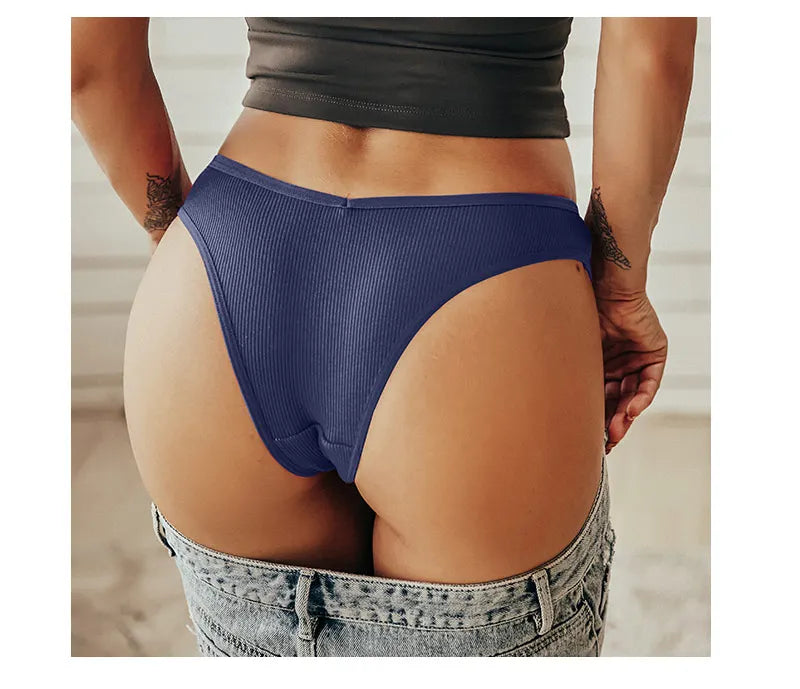 5Pcs/Set Women Cotton Brazilian Panties V Waist Female Underwear Comfortable Underwear Low Rise T-Back Bikini Girls Lingerie New