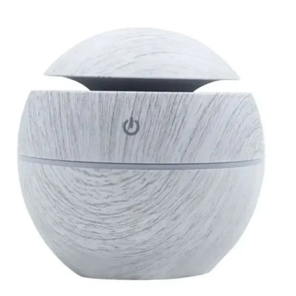 AromaMist™ USB Ultrasonic Cool Mist Essential Oil Humidifier — Mini Wood Grain Aroma Diffuser