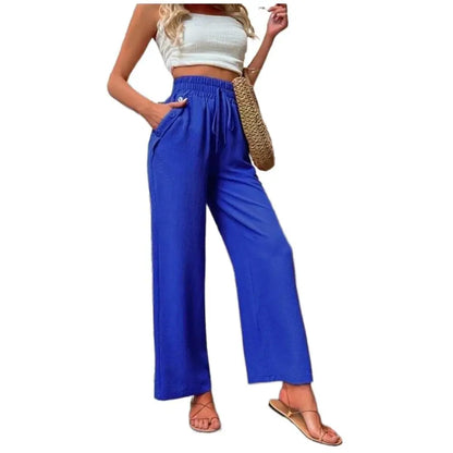 👖 High-Waist Elastic Straight-Leg Pants — Summer Loose Fit Casual Trousers