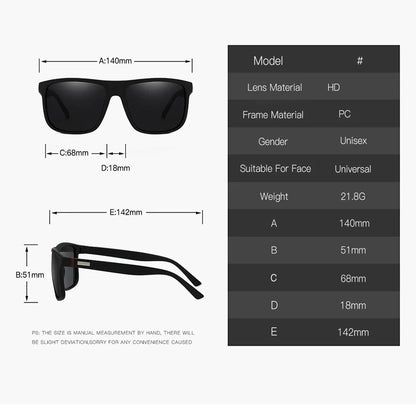 Fashion Vintage Square Sunglasses Men Women Luxury Brand Designer Men's Sun Glasses Driving Fishing UV400 Eyewear Man
