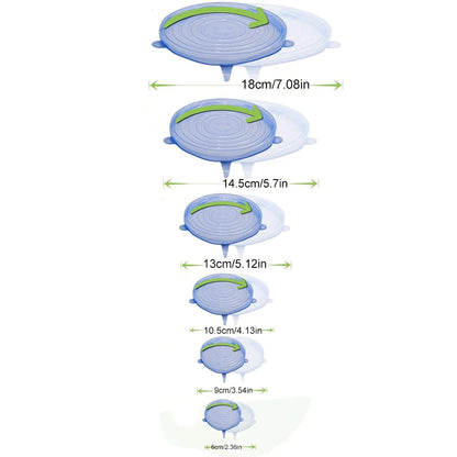 Reusable Silicone Food Covers – 6-Piece Stretch Lids Set for Fresh Food Storage