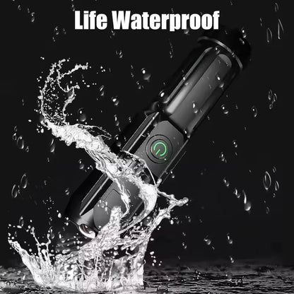 High Power Rechargeable LED Camping Flashlight – USB Zoom Spotlight with Waterproof Design for Outdoor Adventures