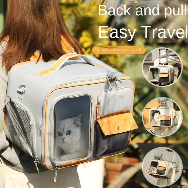 Portable Pet Trolley Travel Case with Capsule Window